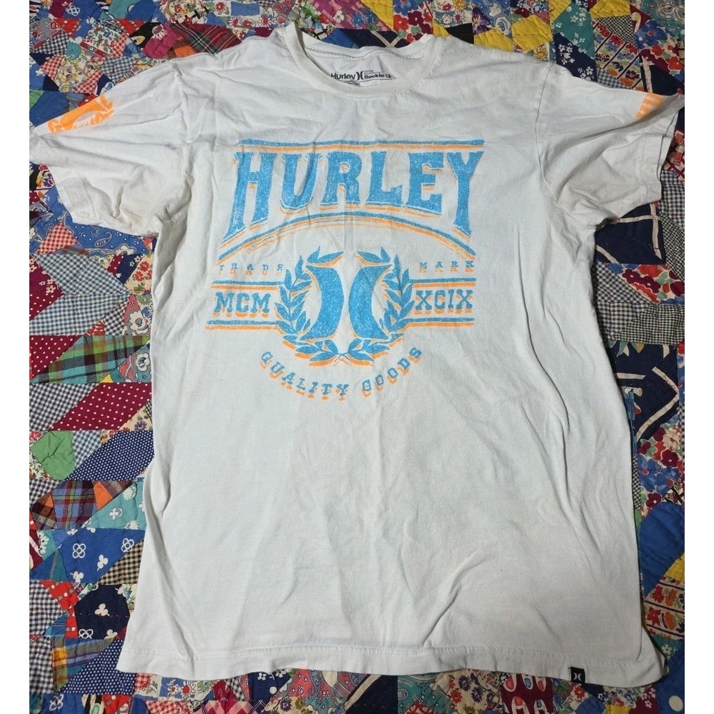 Buckle White T‎ Shirt Mens Large Short Sleeve Cotton Y2K Logo